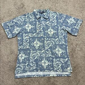 VTG POLO by RALPH LAUREN Men's Polo T-Shirt Light Blue Floral Print Size L USA